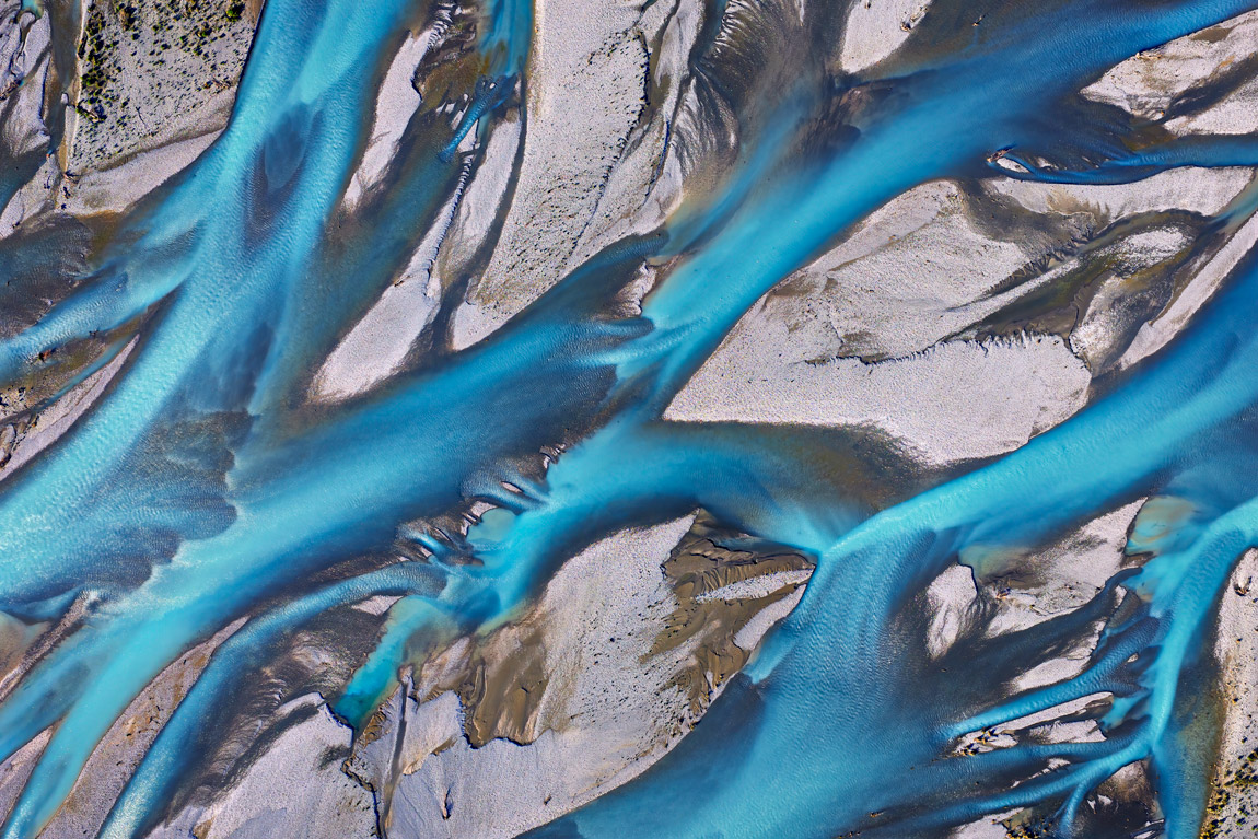 Rakaia River Braids Abstract Aerial Photo